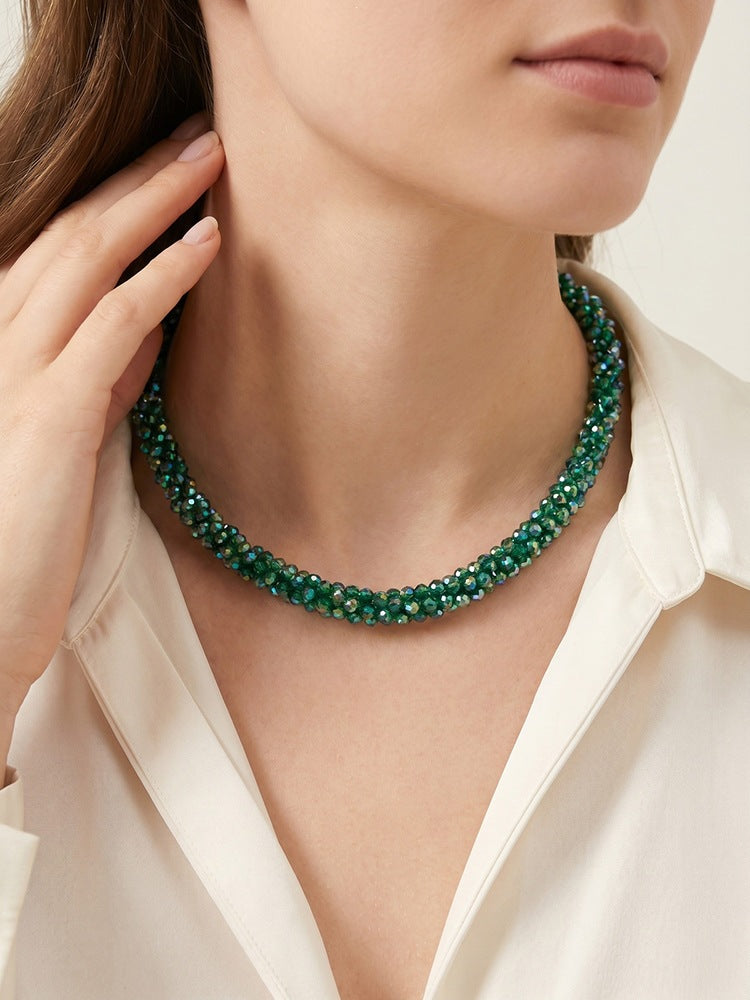 Ladies Dopamine Crystal Beaded Necklace Daily With Sweet Girly Clavicle Chain