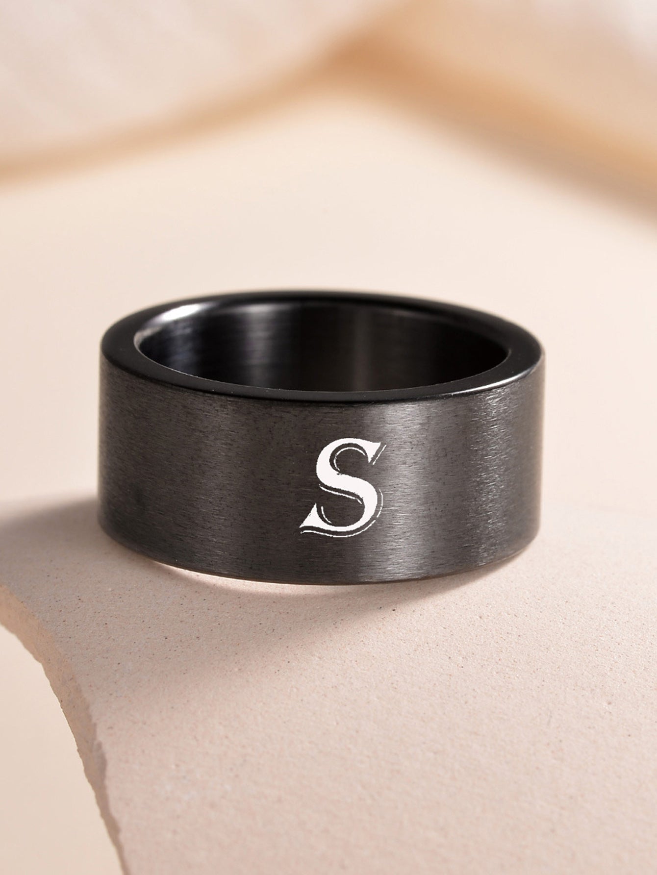 Planderful Everyday Genie Fade Resistant Stainless Steel Letter Ring For Men And Women