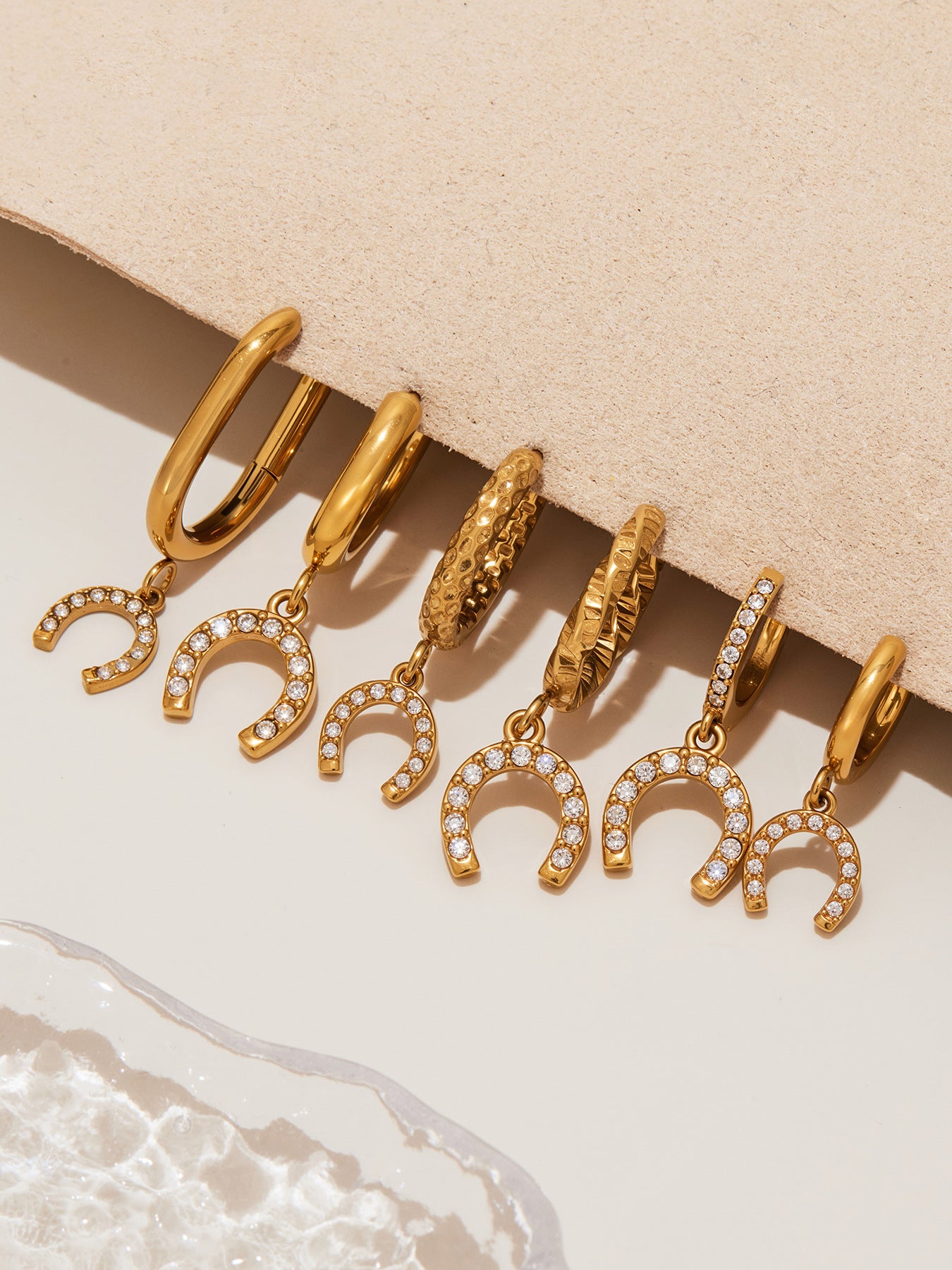 Planderful Zircon Horseshoe Earrings For Her Gold Plated