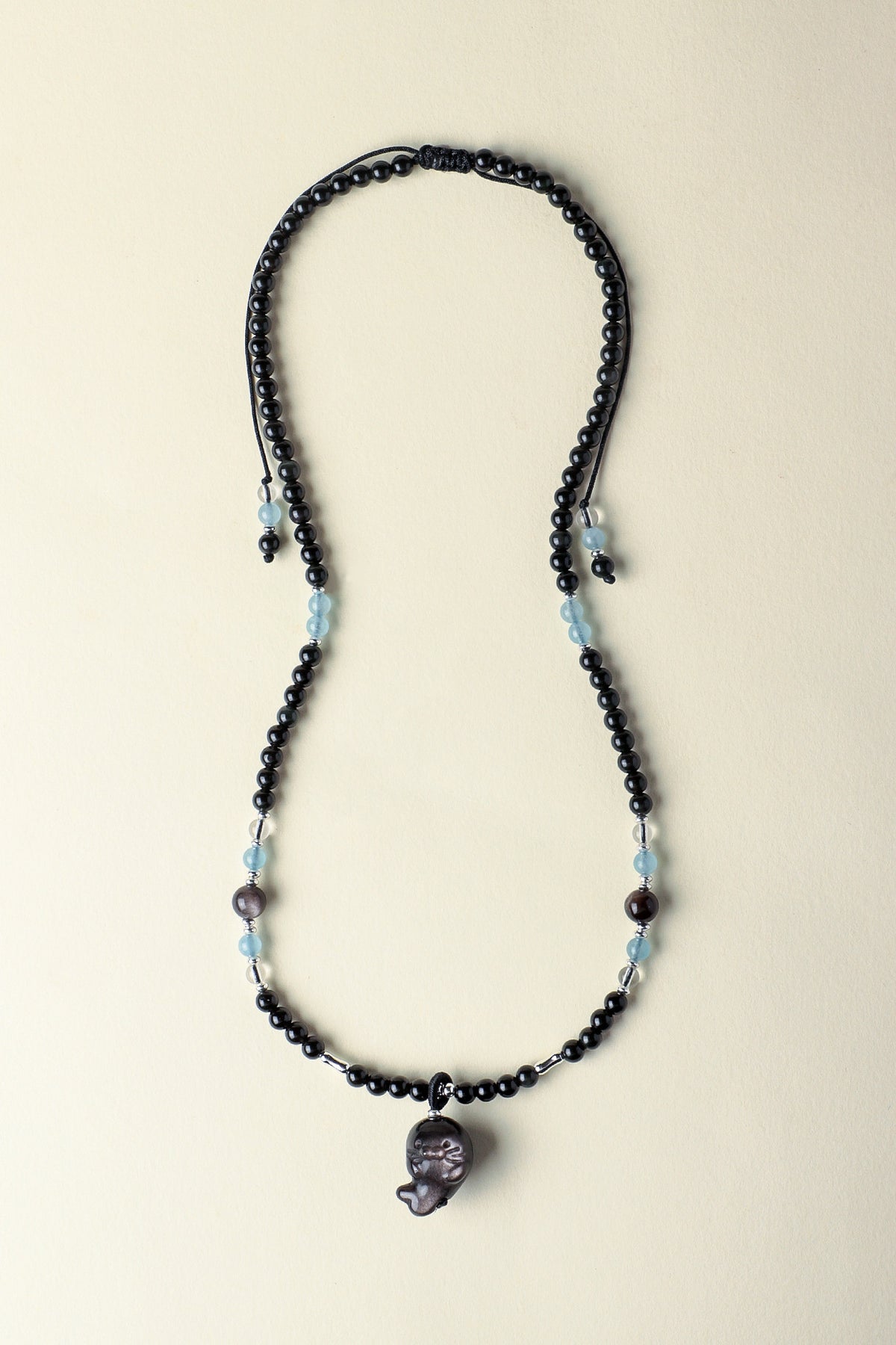 Aquamarine Obsidian Pendant Necklace