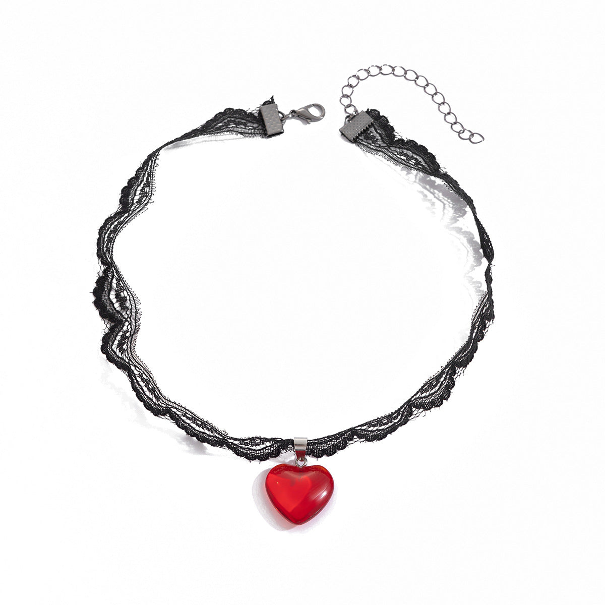 Red Heart Cross Lace Choker