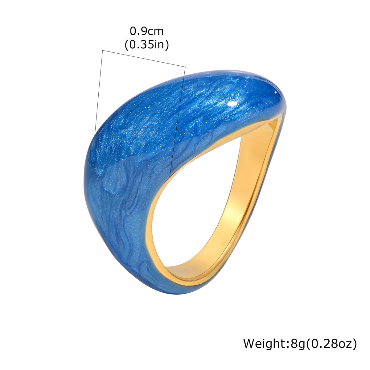 Stainless Steel Summer Ocean Wind Drip Oil Ring Irregular Design Curved Drip Light Blue