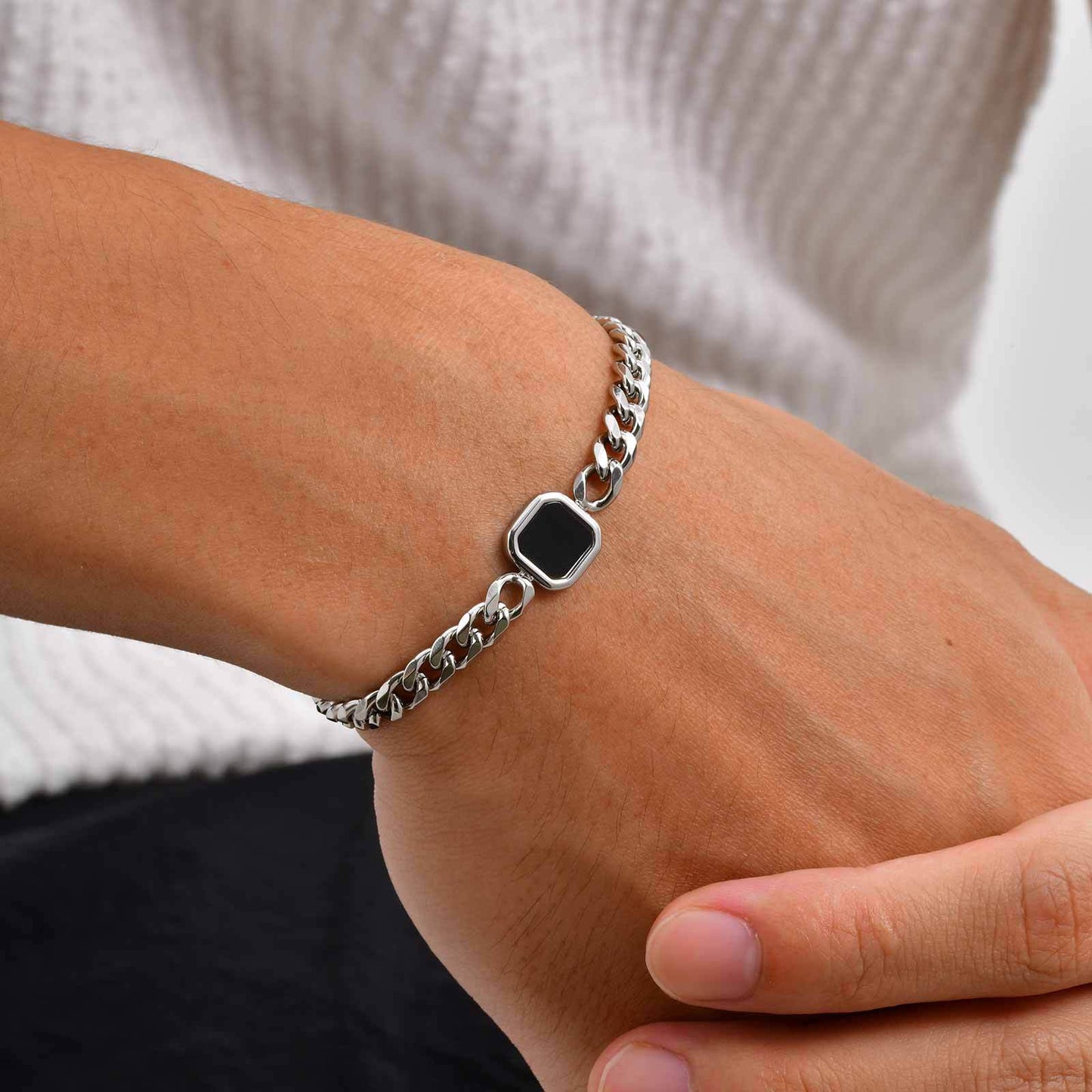 Planderful Mens Stainless Steel Chain Bracelet Gold Hip Hop