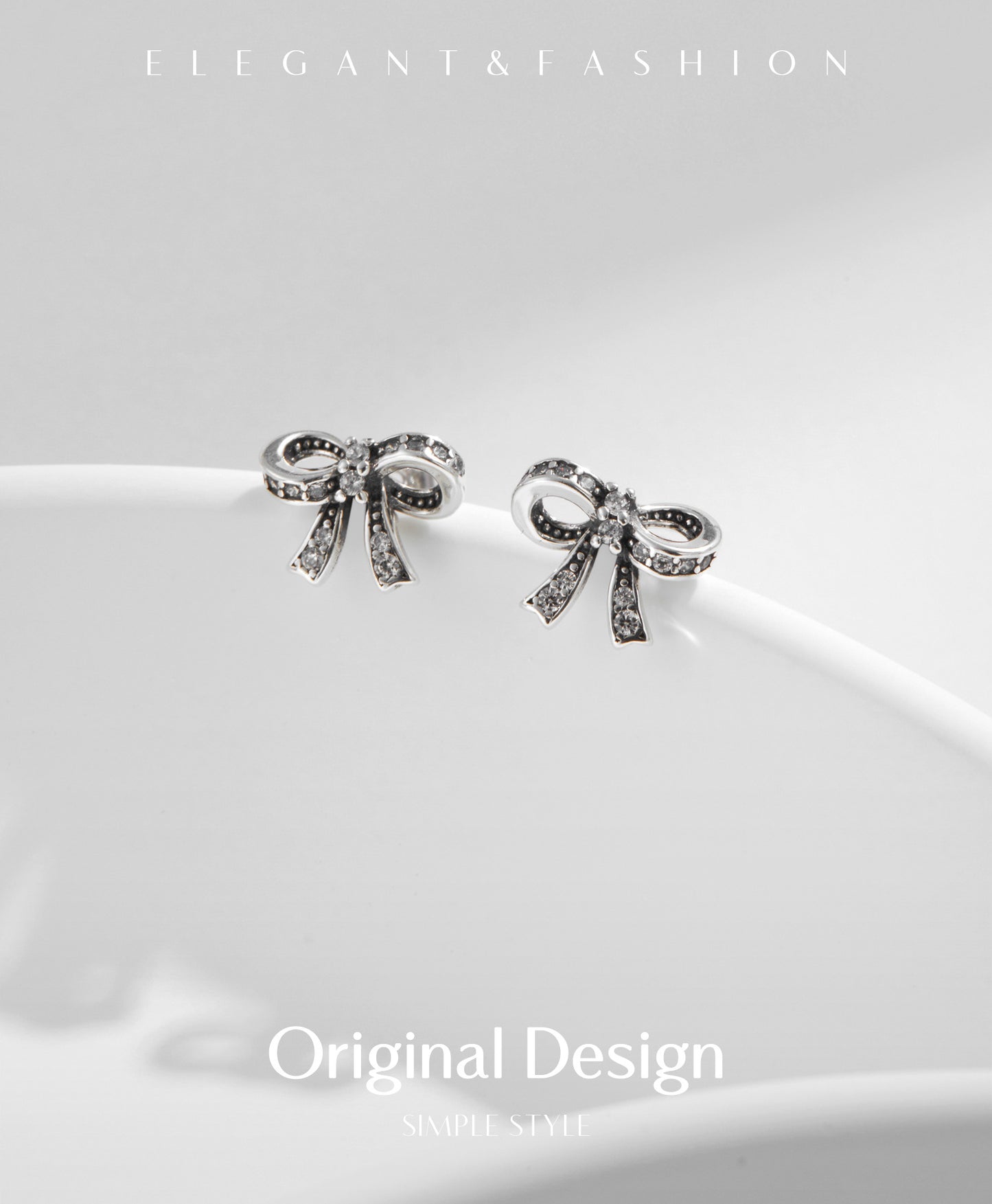 Planderful Everyday Genie Earrings – Exquisite Old Craftsmanship with Shiny Zircon Bow Design