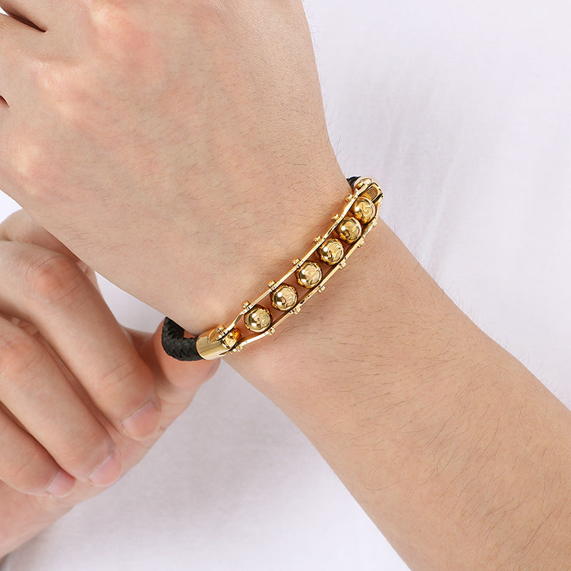 Planderful Retro Skull Leather Bracelet For Men Bold Style