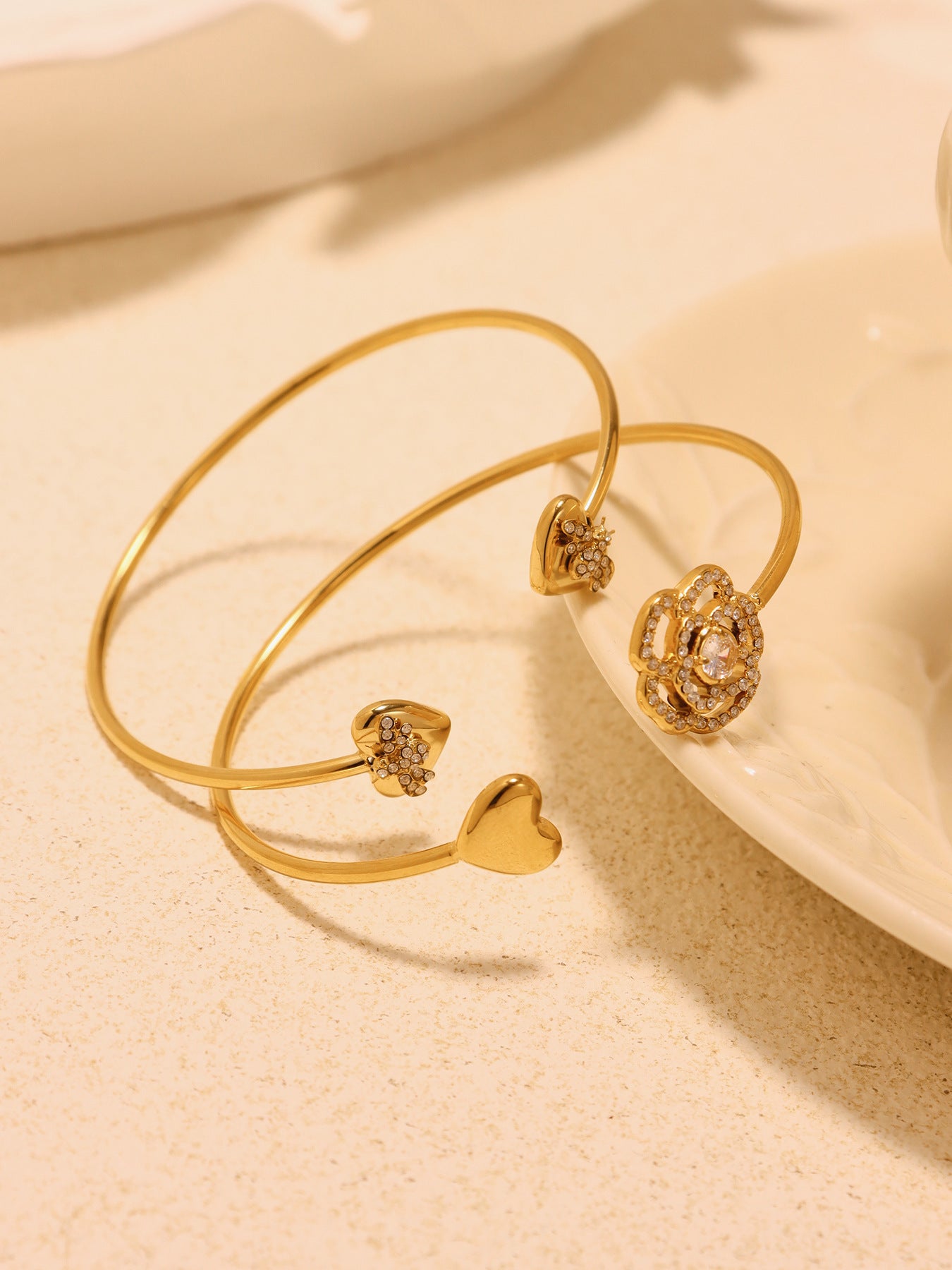 Planderful Zircon Rose Love Open Bracelet For Women