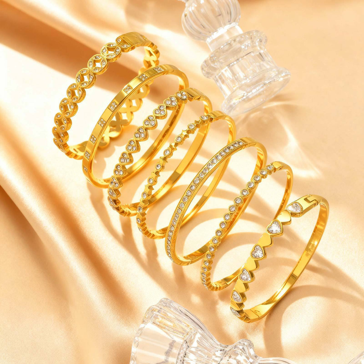 Heart Zircon Stainless Steel Bracelet Unisex