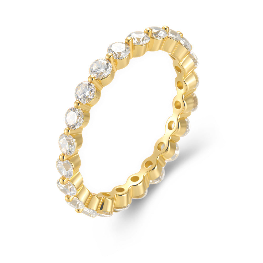 S925 Sterling Silver Row Zircon Ring 2.5mm Zircon Full Zircon Ring