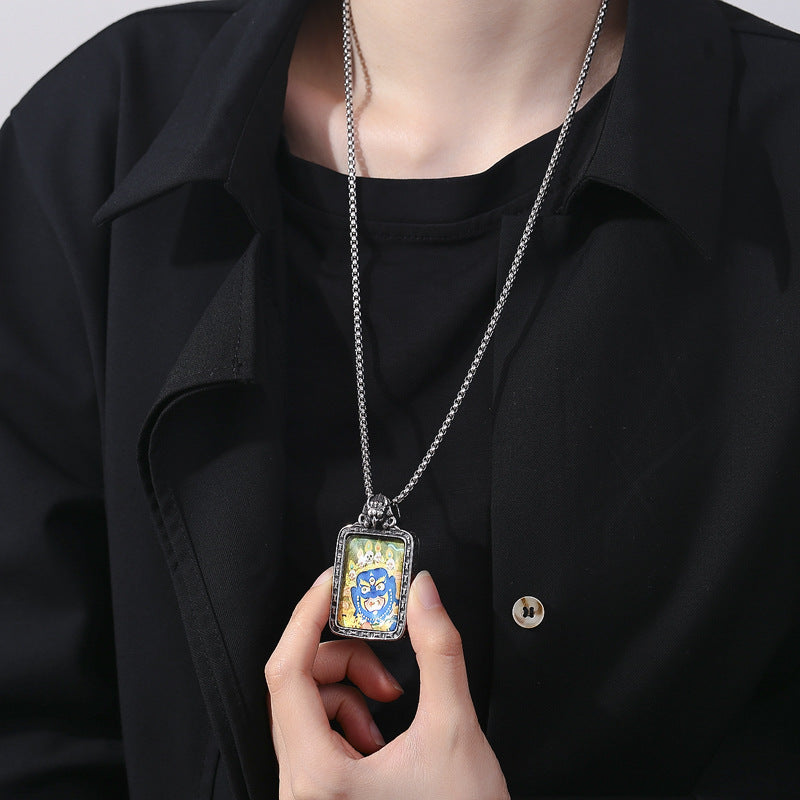 Steel Necklace – Vintage Ethnic Thangka Pendant
