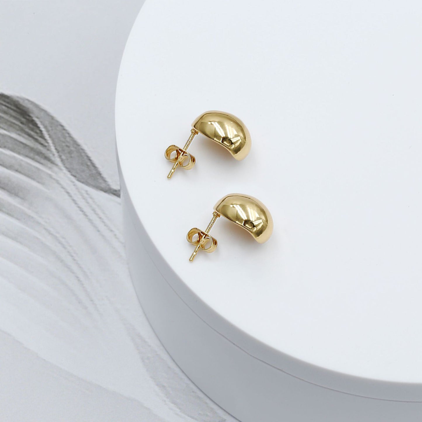 Planderful Gold Bean Earrings Gold Plated Stainless Steel Elegant Versatile Everyday Wear For Women