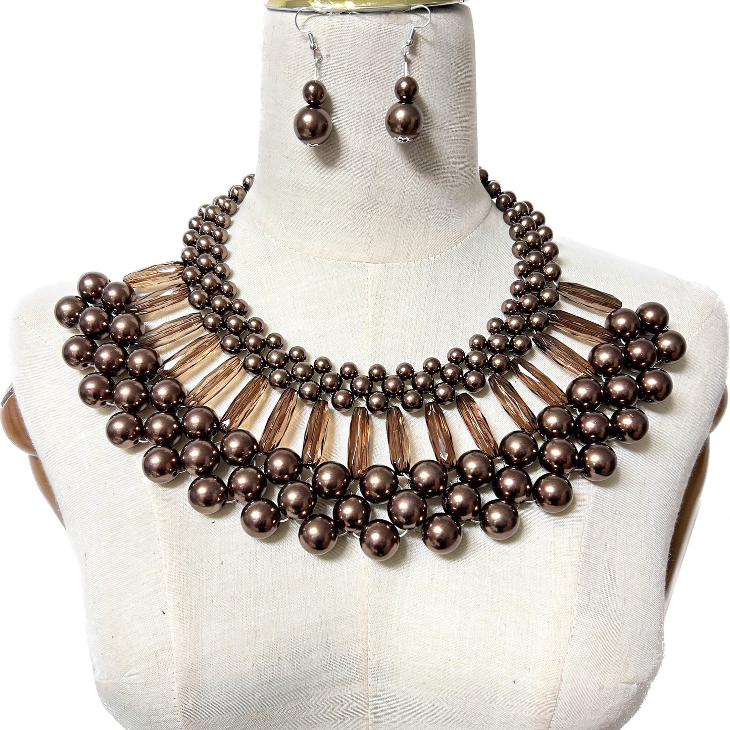 Pearl and Shawl Multi-Layer Necklace Set - Savanna Rhythms Collection
