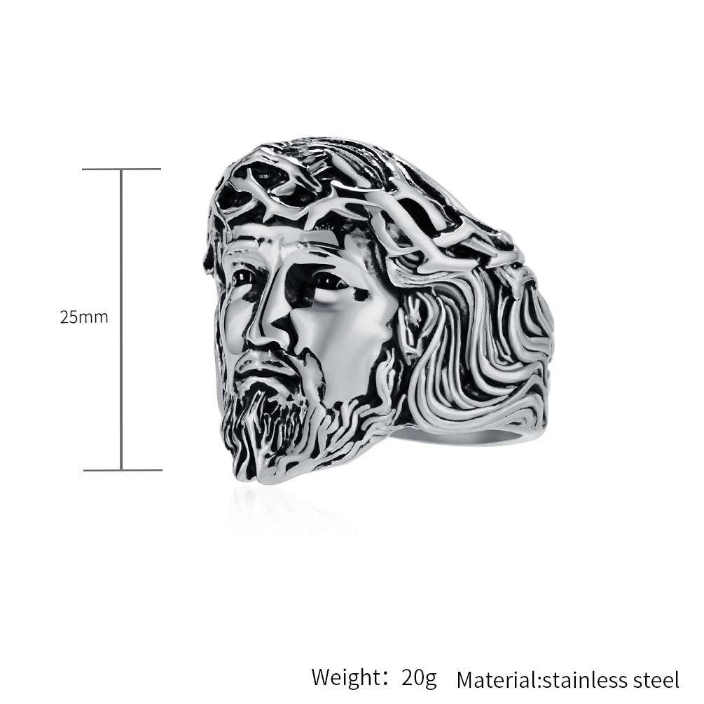 Planderful Everyday Genie Titanium Steel Ring For Men With Retro Pattern Customizable Engraving