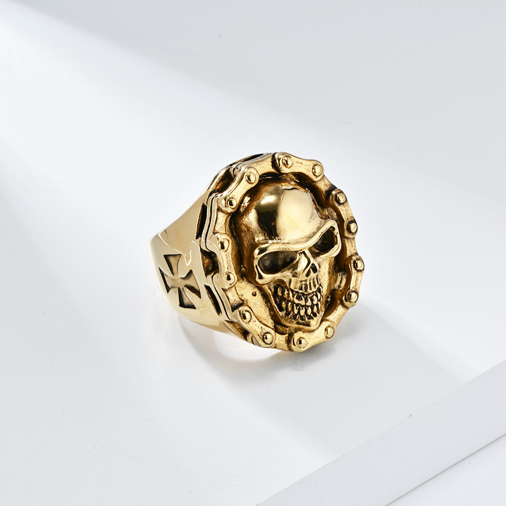 European American Retro Hiphop Skull Ring for Men Wholesale