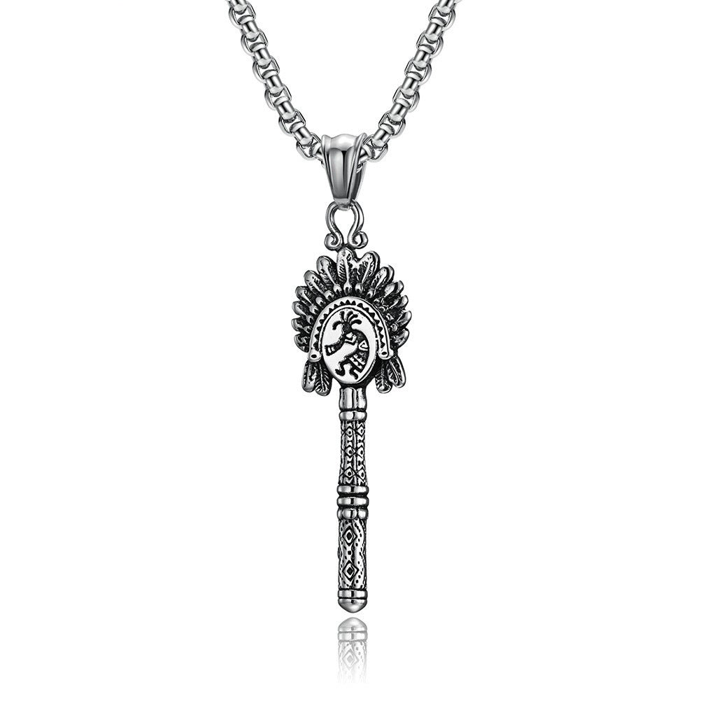 Retro Indian Doll Stainless Steel Necklace For Men