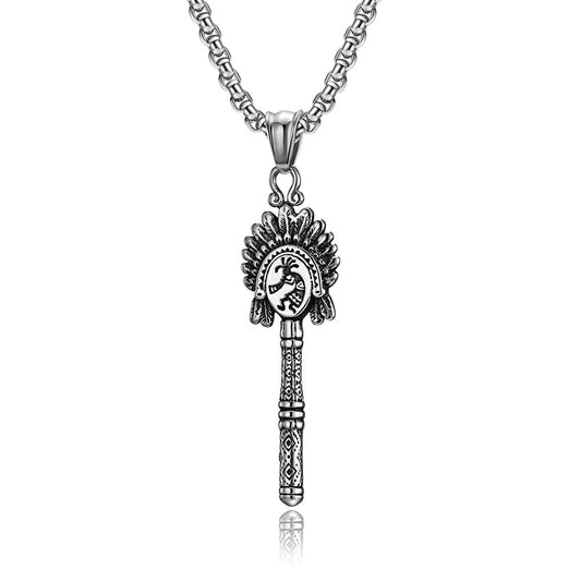 Retro Indian Doll Stainless Steel Necklace For Men