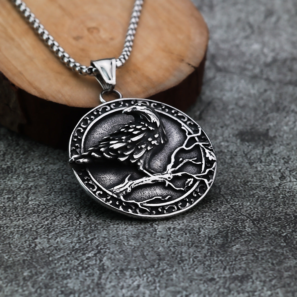 Personalized Fashion Viking Raven Compass Lucky Rune Pendant