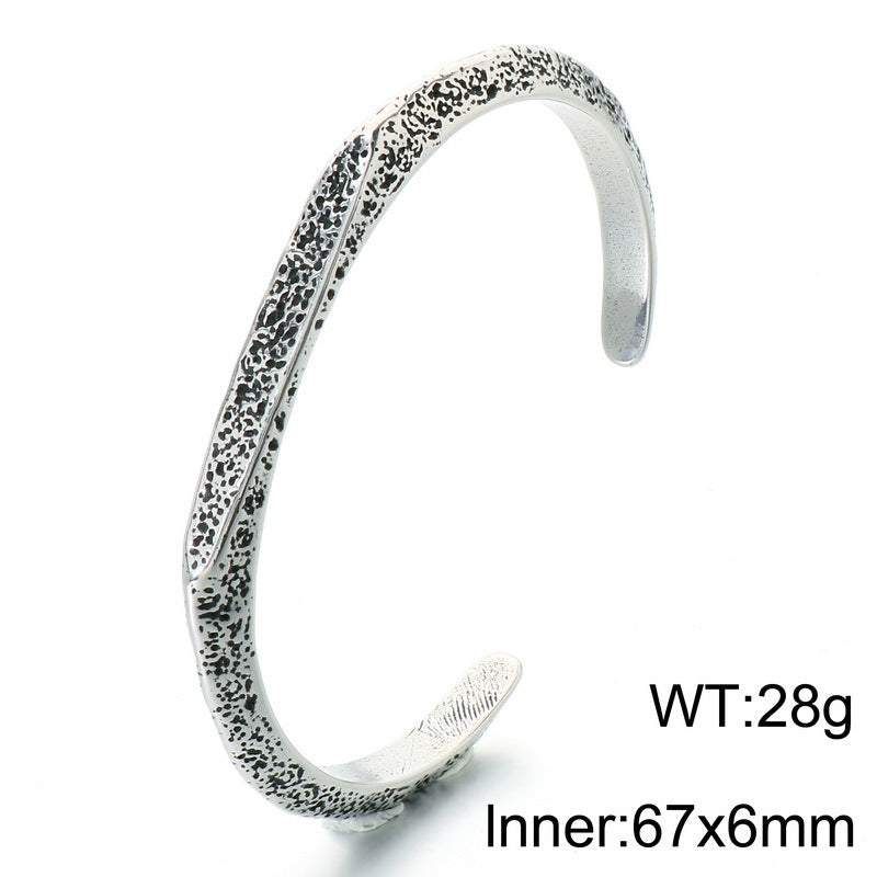 Punk Style Antique Winding Snake Thin Bracelet Goth Zircon Flower Stainless Steel Men's