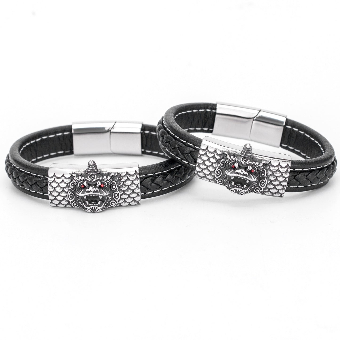 Steel Bracelet - Statement Mens Leather Punk Tiger Planderful