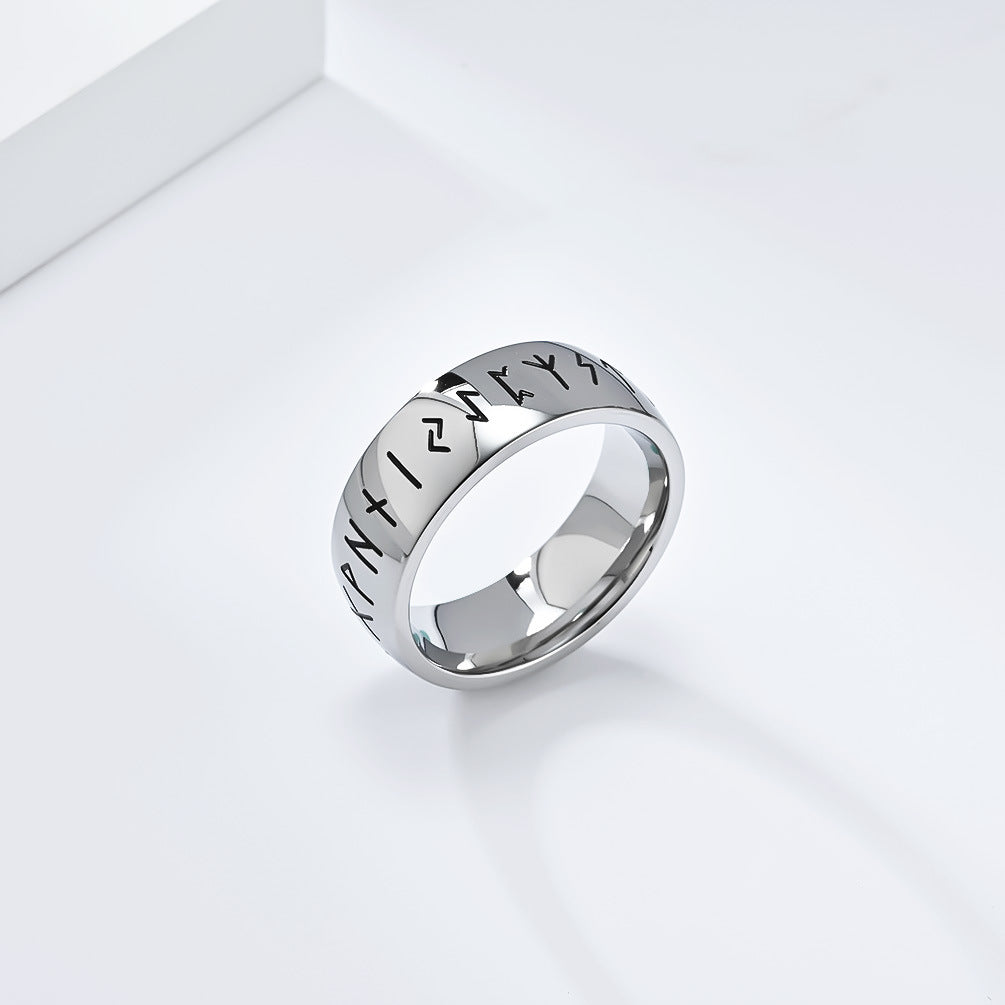 Planderful Viking Ring Luhn Rune Titanium Steel Band For Men Bold Neutral Style Everyday Genie
