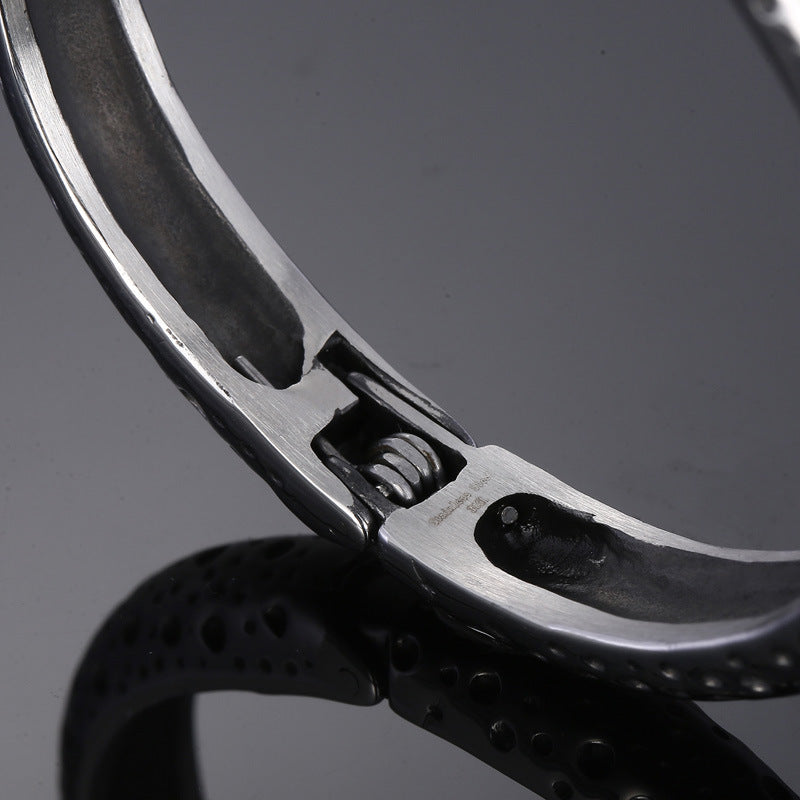 Punk Wind Titanium Steel Animal Leopard Open Bracelet – Stainless