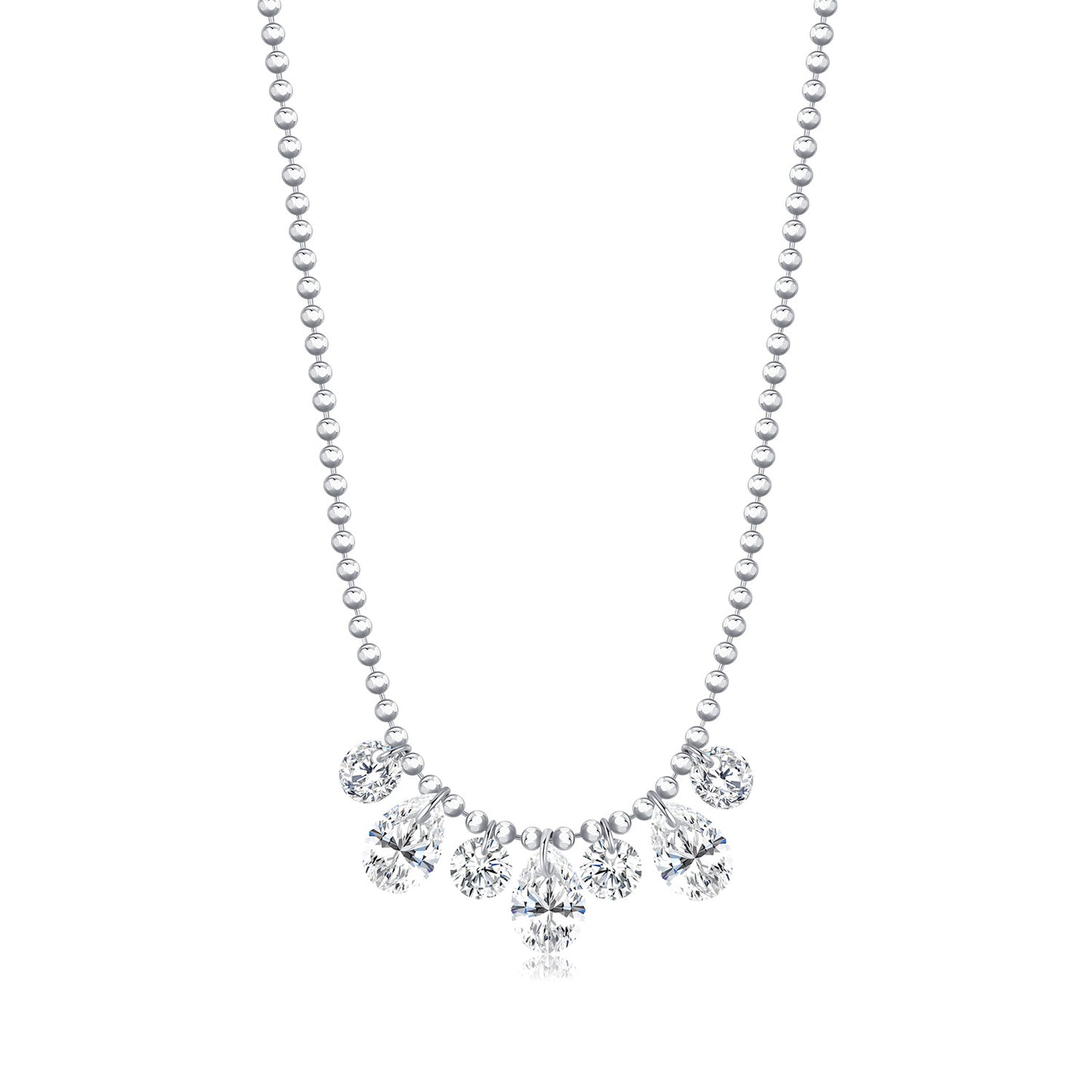 Planderful Collection S925 Silver Sparkling Beanie Necklace – Exquisite Water Drop Zircon Collarbone Chain For Women