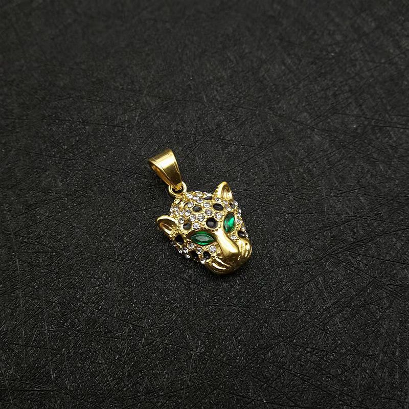 Zircon Necklace - Statement Hip Hop Leopard Head Pendant In Gold Plated Stainless Steel