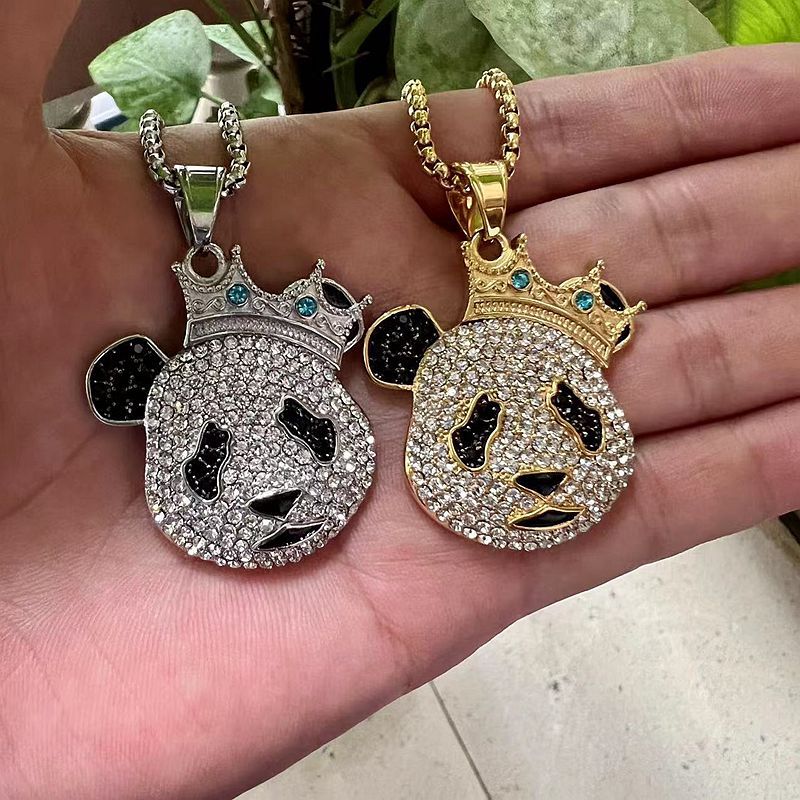 Rhinestone Necklace - Statement Cartoon Crown Design
