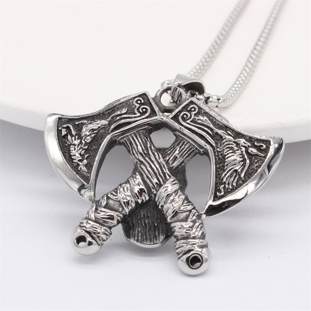 Planderful Viking Axe Pendant Titanium Steel Jewelry For Men And Women Protection Charm
