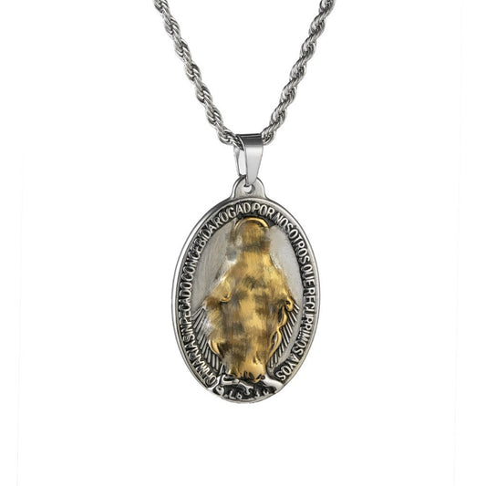 Totem Santa Maria stainless steel vintage jewelry European and American men's and women's titanium steel necklace hip-hop jewelry