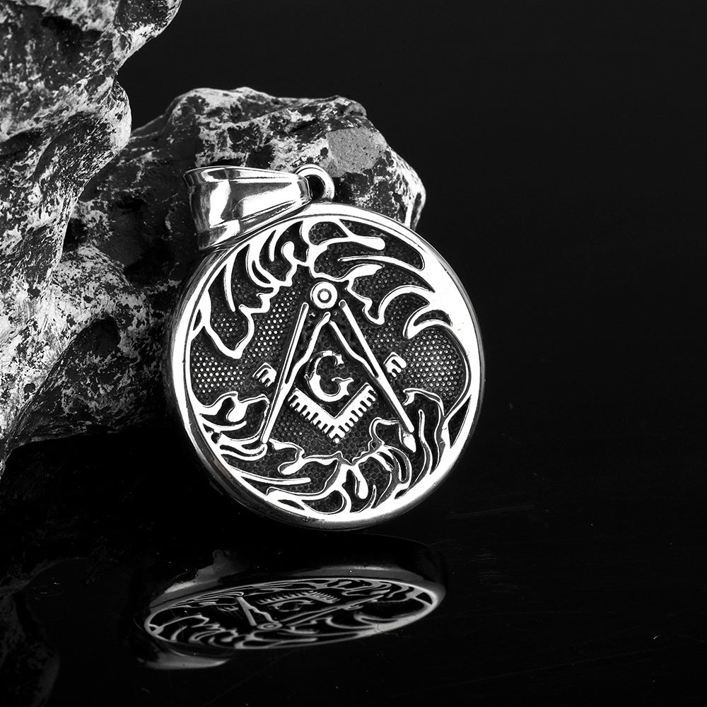 Vintage Men's Jewelry AG Freemason Medal Pendant Necklace