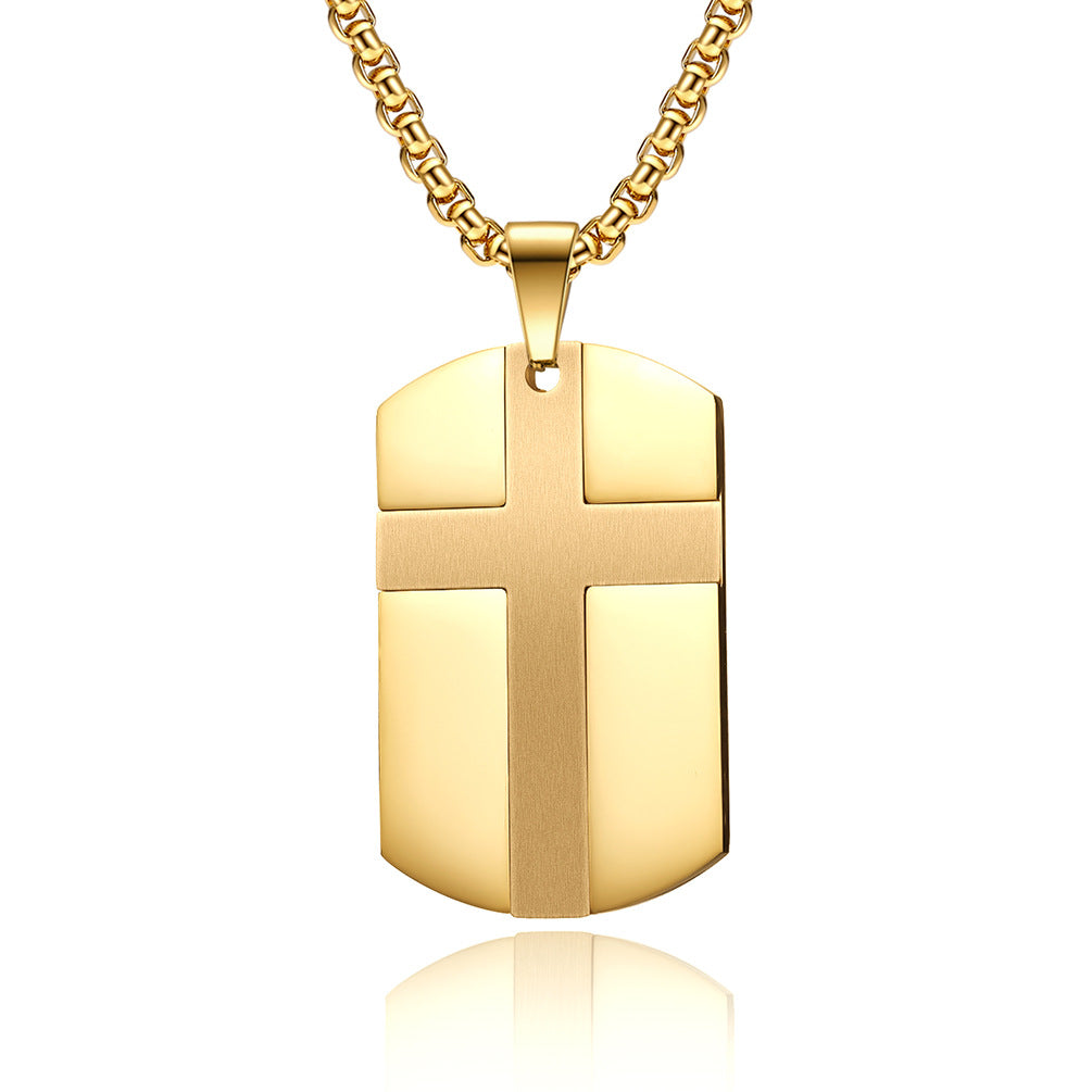 European and American Style Stainless Steel Cross Army Necklace