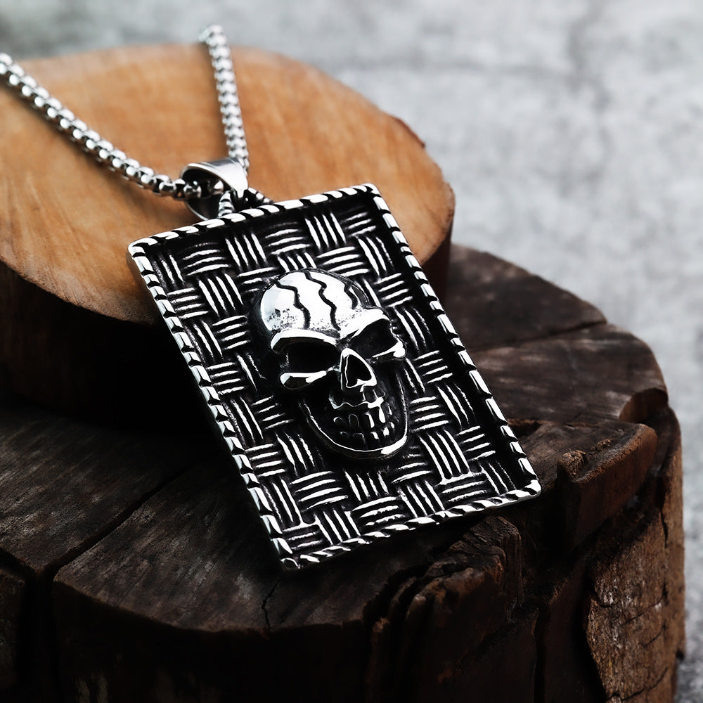 Vintage Skull Stainless Steel Pendant Necklace