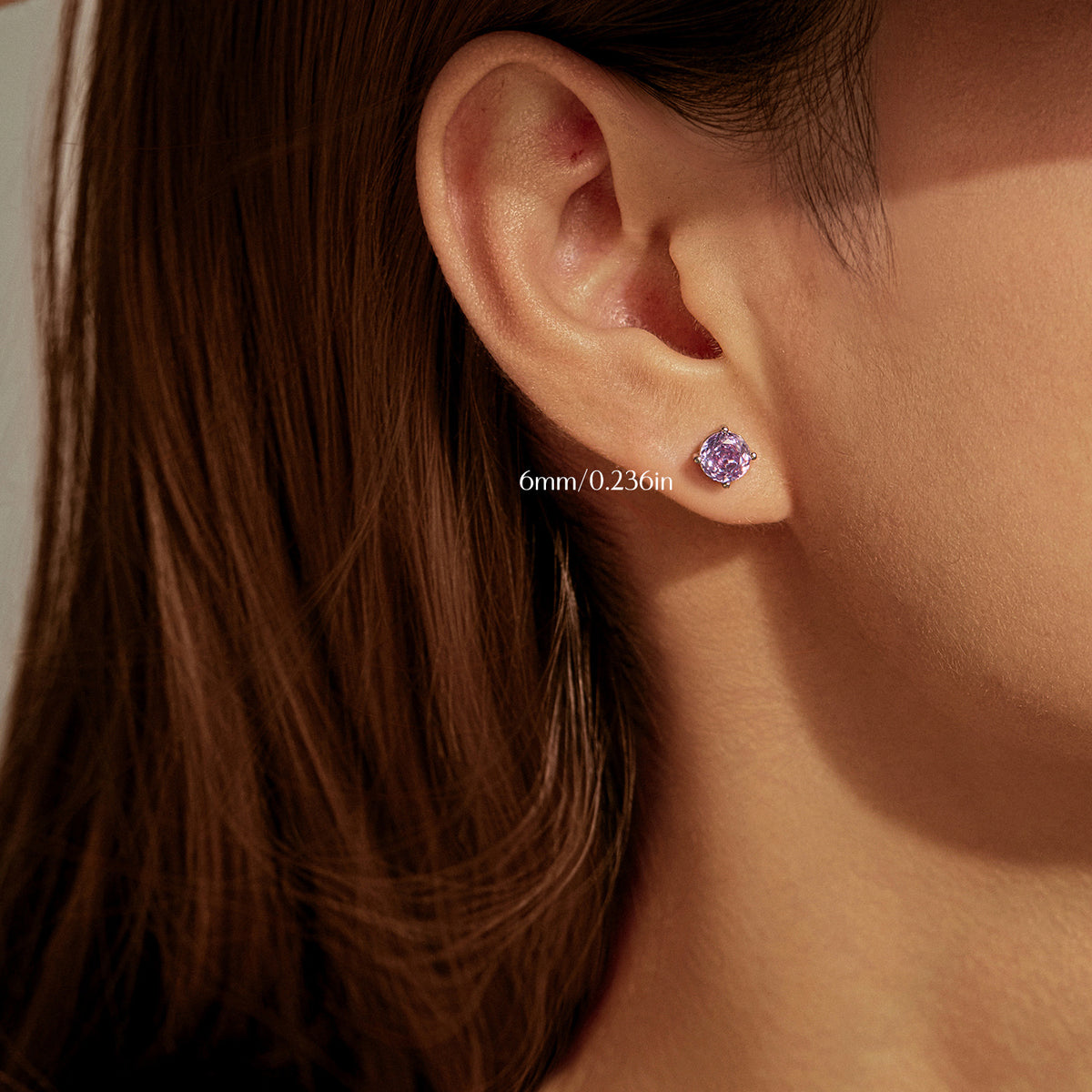 925 Sterling Silver Violet Rose-Cut Zircon Stud Earrings