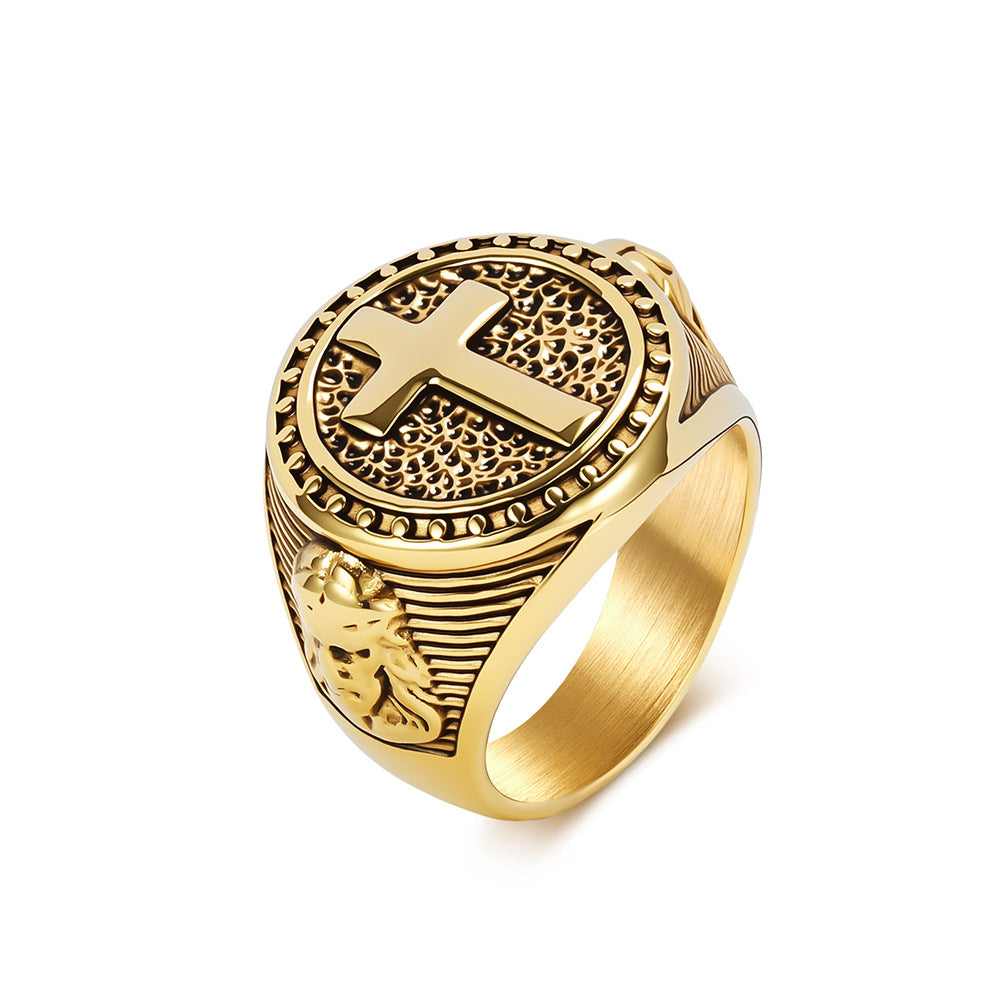 Cross Vintage Stainless Steel Ring for Men