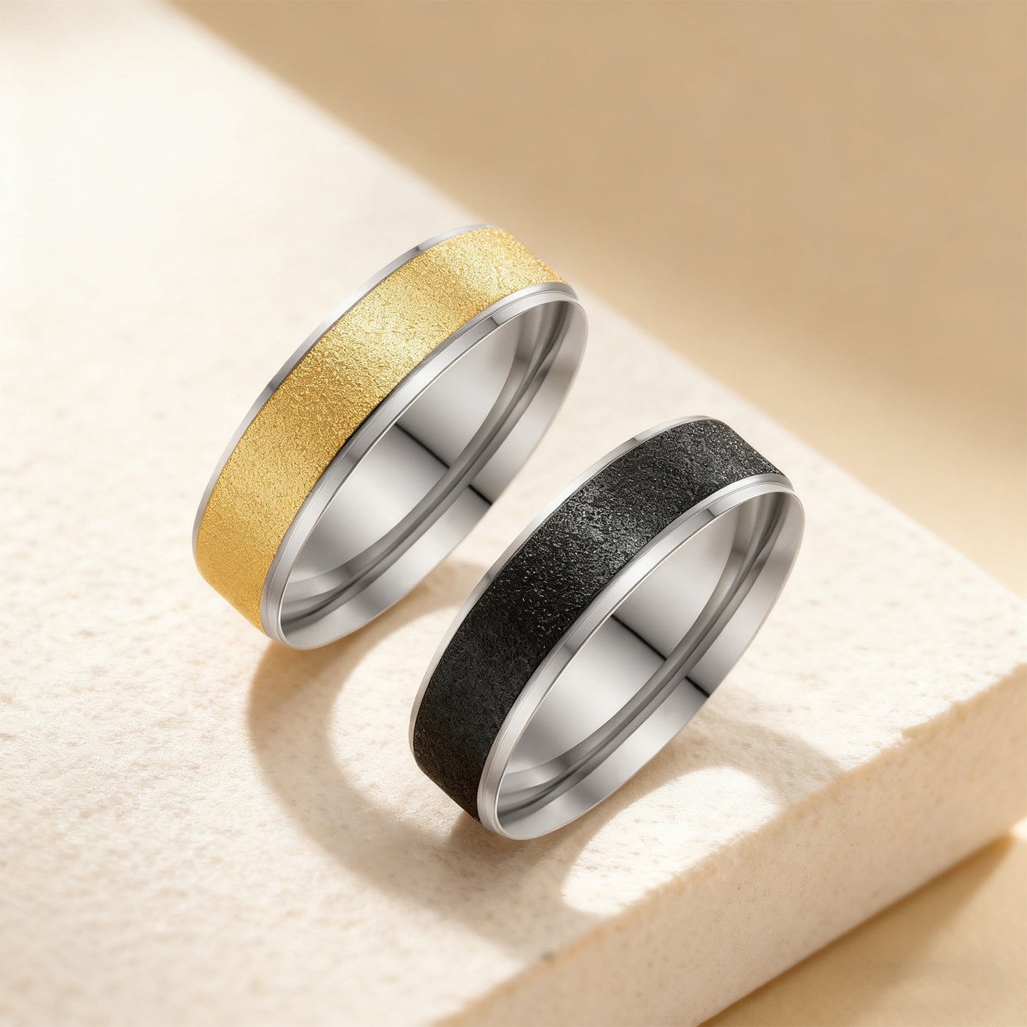Planderful Two Tone Stainless Steel Ring 6mm Matte Finish For Women Everyday Genie Collection