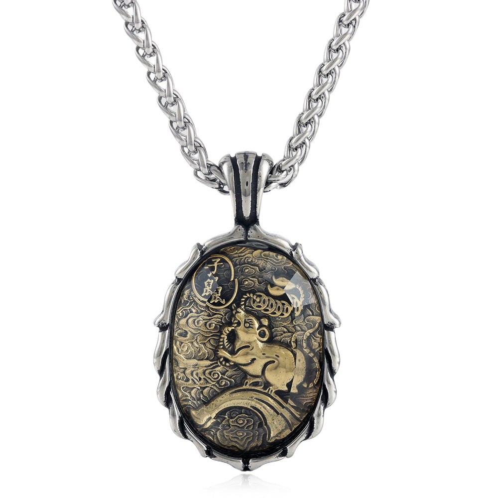 European And American Titanium Steel Animal Zodiac Pendant