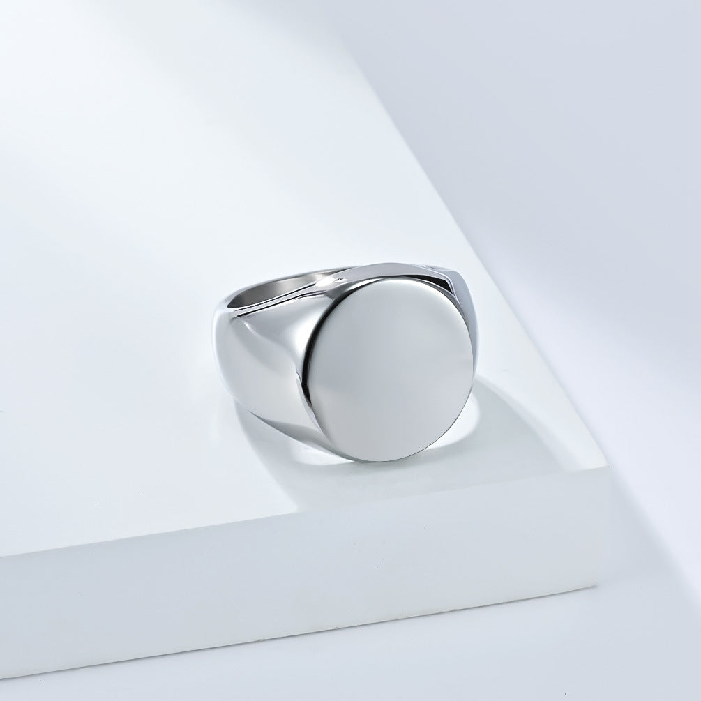 Titanium Steel Mens Ring Planderful Minimalist Seal Pattern Jewelry For Modern Gents