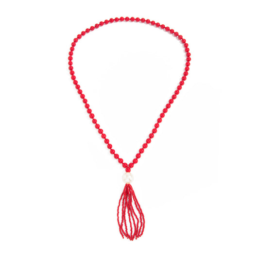 Acrylic Beaded Rice Bead Necklace Exaggerated Large Round Bead Y-Shaped Fringed