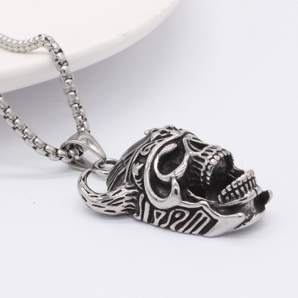 Thor Bull Skull Pendant Titanium Steel By Planderful Unisex Retro Protection Necklace