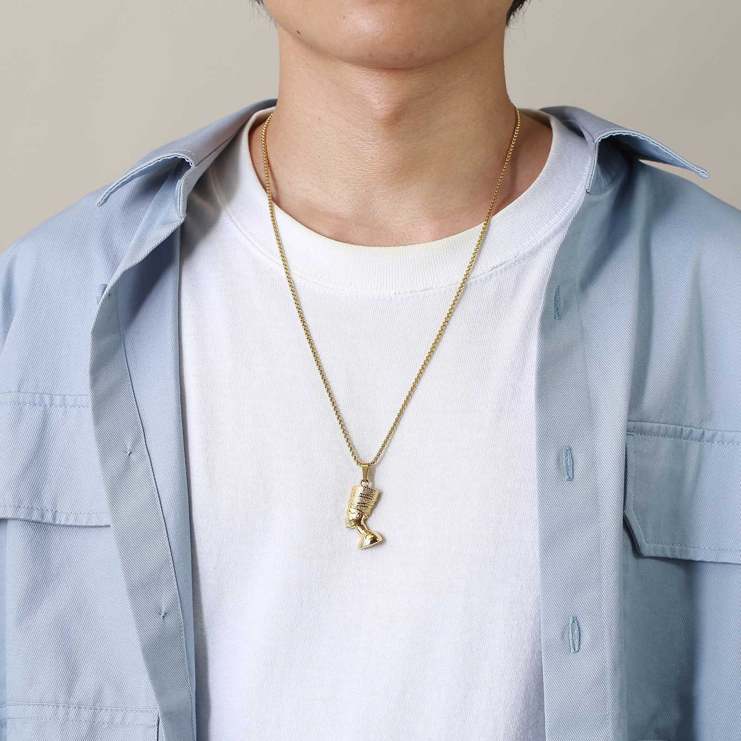 Stainless Steel Egyptian Queen Nefertiti Pendant Necklace