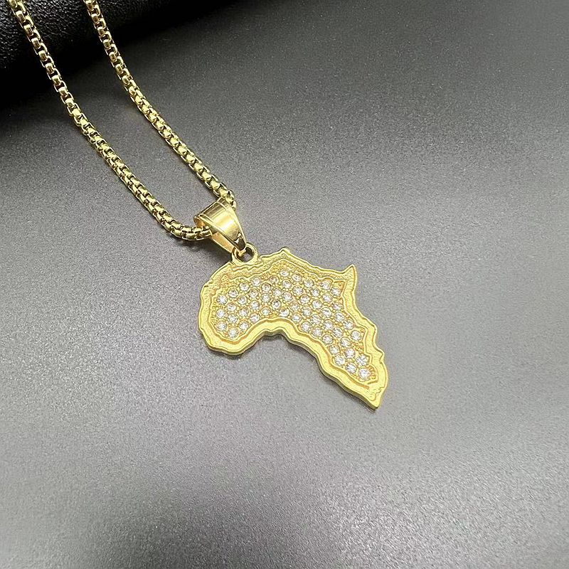 Steel Necklace - Statement Africa Map Pendant
