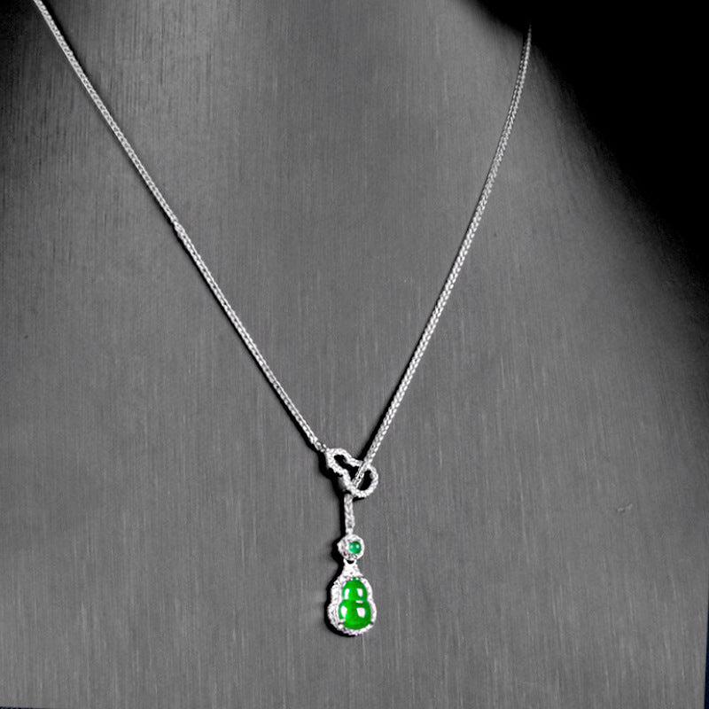 National Style Auspicious Fulu Chalcedony Gourd Necklace