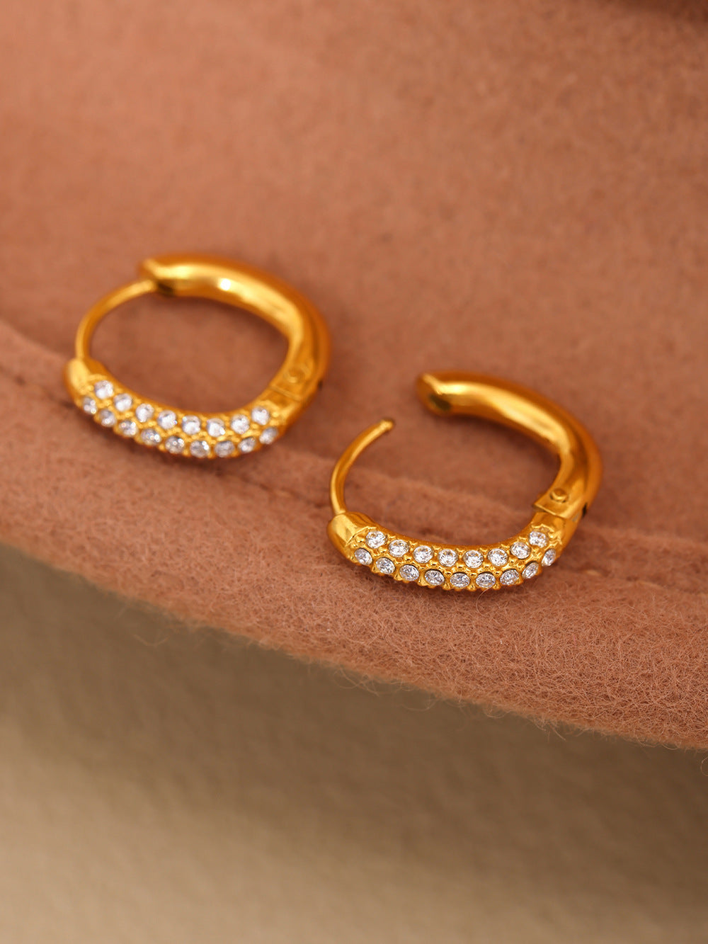 Planderful Stainless Steel Zircon Earrings 14mm For Women