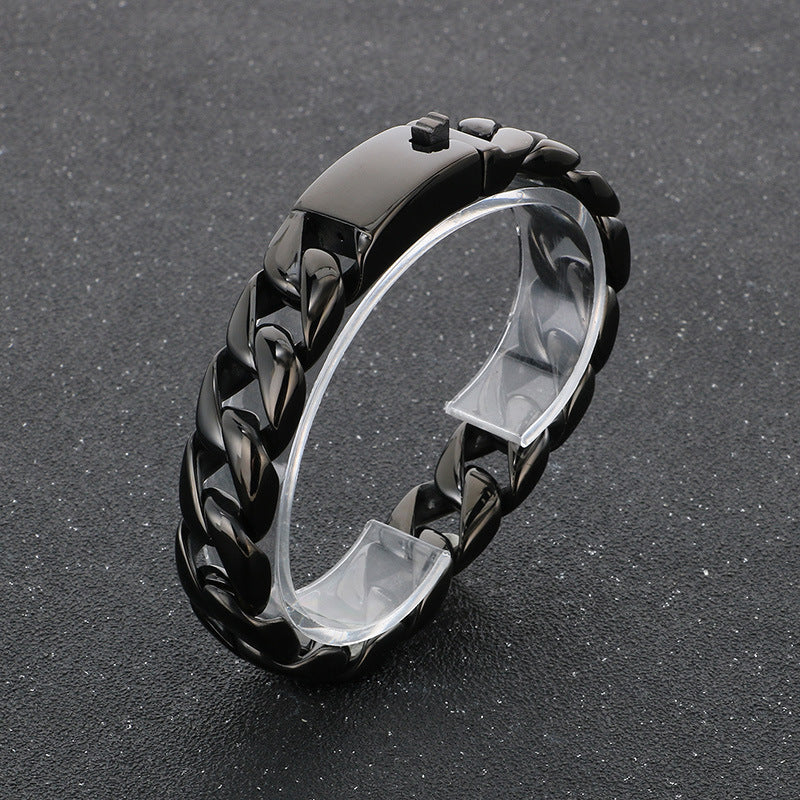 Planderful Mens Titanium Cuban Chain Bracelet Electroplated