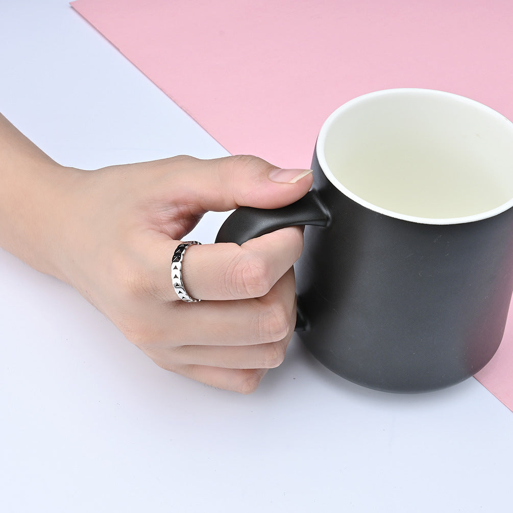 Hollow Olive Leaf Stainless Steel Ring Women's Stainless Steel