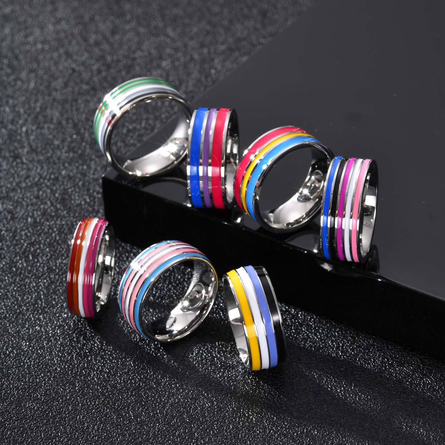 Colorful Titanium Steel Bunting Rings For Men Planderful