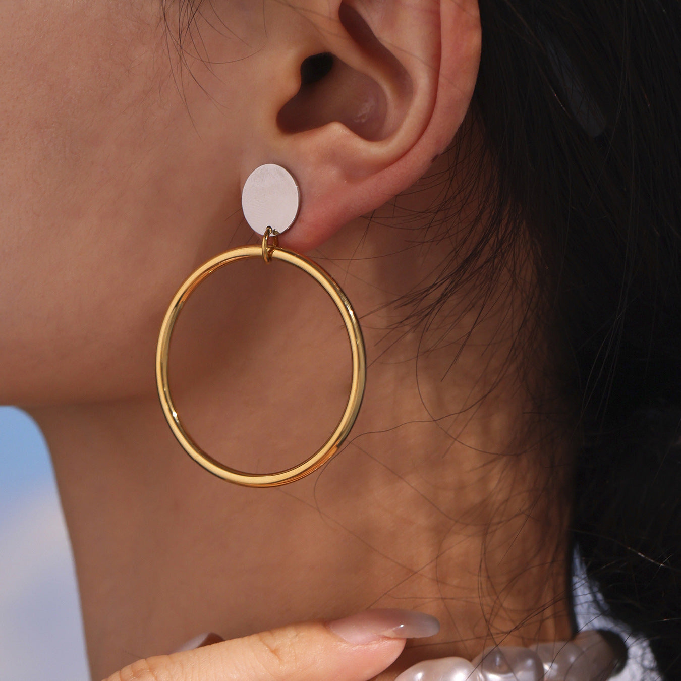 Planderful 18K Gold Plated Circle Earrings For Women