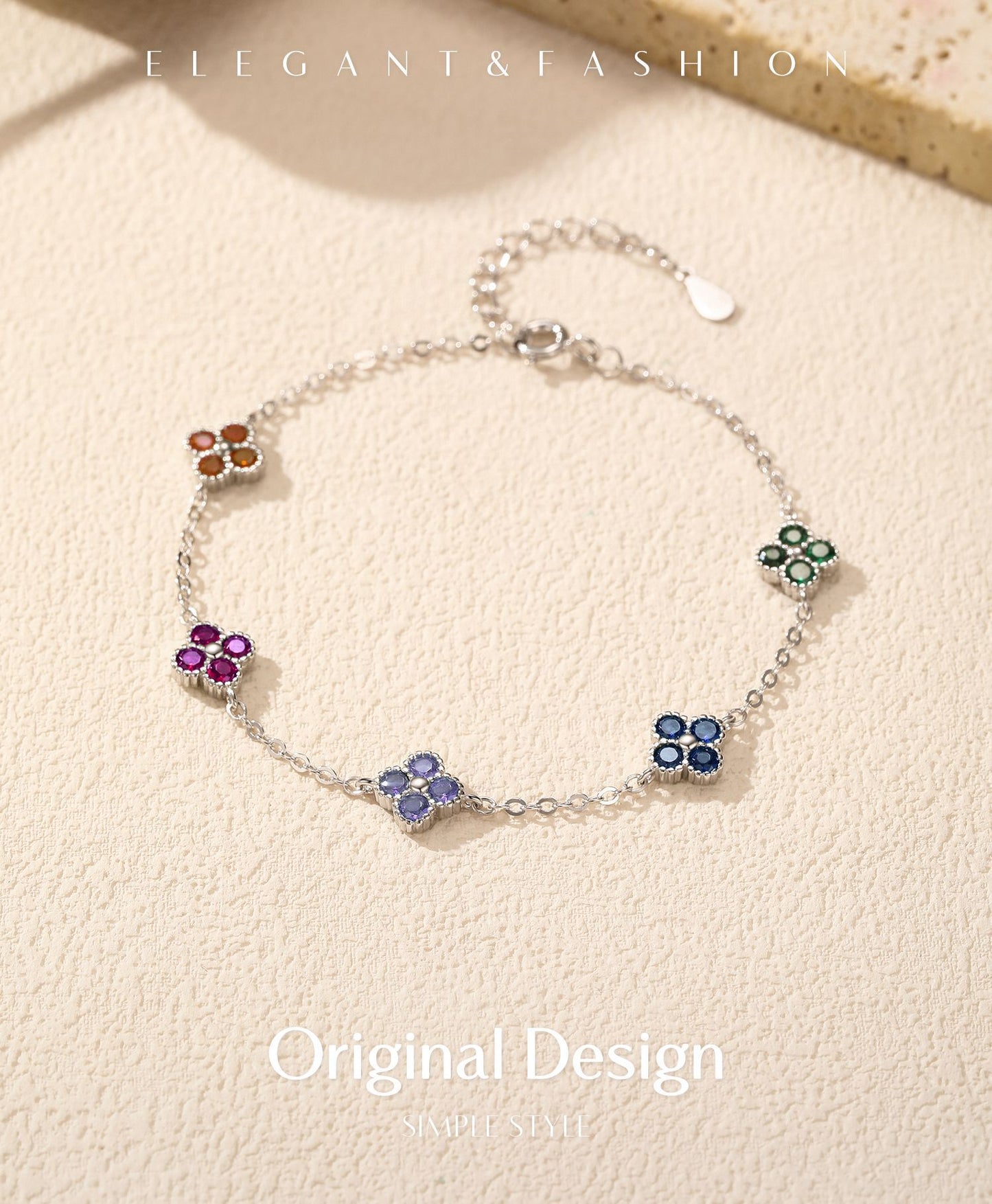 Planderful Everyday Genie Bracelet – Cute Four-Leaf Clover Design with Zircon Accents