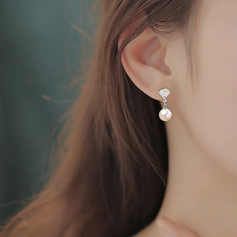 Pearl Fan 925 Sterling Silver Women's Earrings