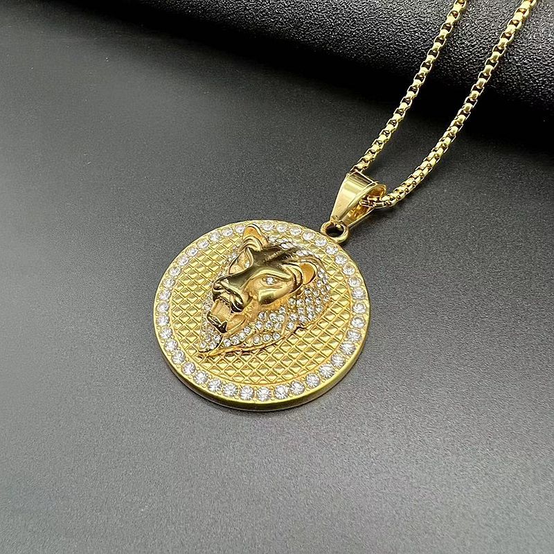 Rhinestone Necklace – Statement Hip Hop Lion Head Pendant